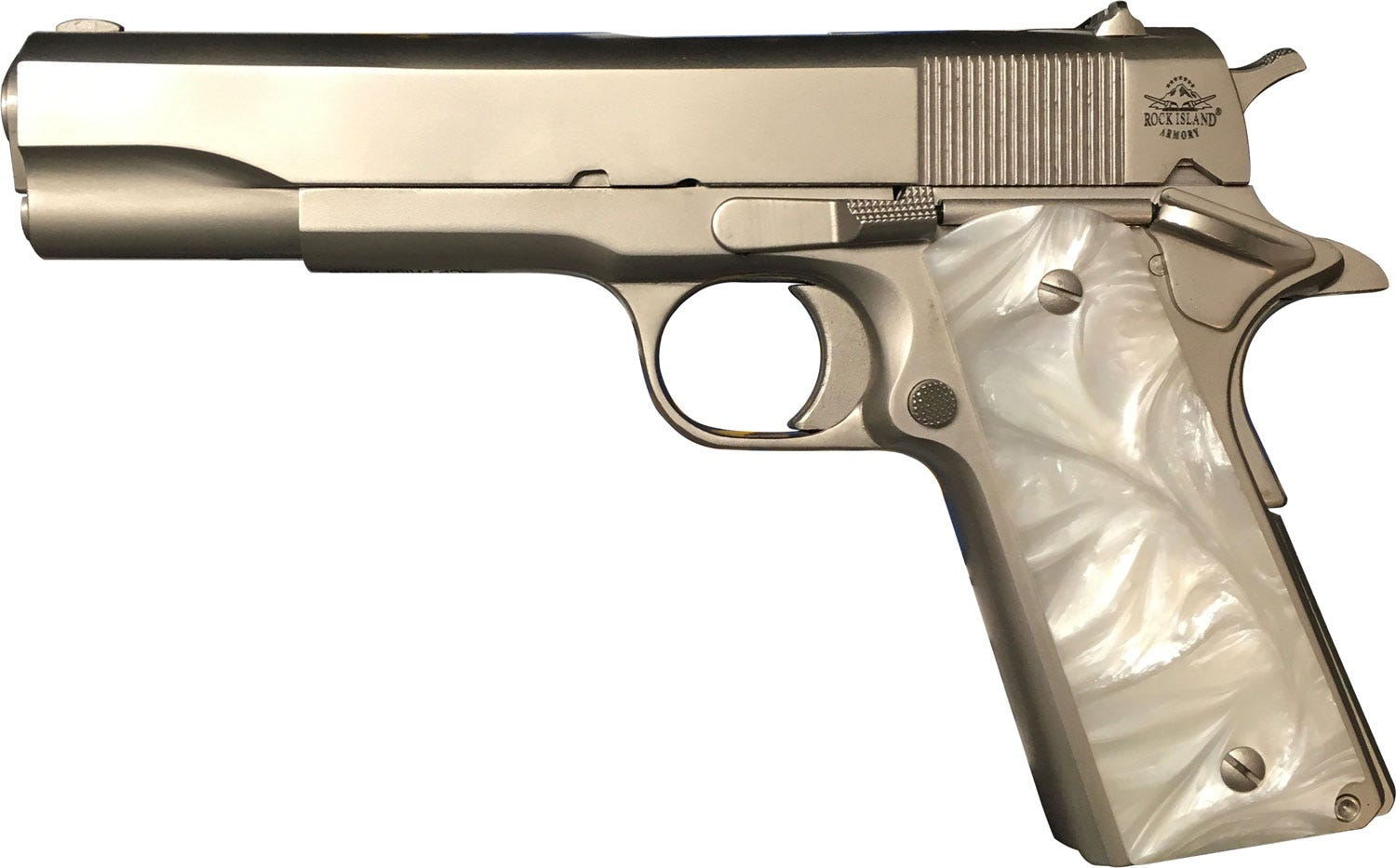 Rock Island Armory M1911-A1 GI Nickel .45 ACP 5″ Barrel 8…