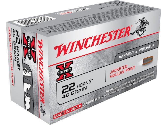 Winchester Super X 22 Hornet Ammo 46 Grain Jacketed Hollow Point  200 rounds Direct