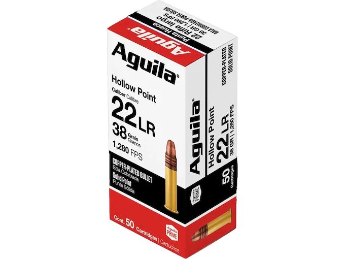Aguila Super Extra High Velocity .22 LR 38 Grain Plated Hollow Point Ammo