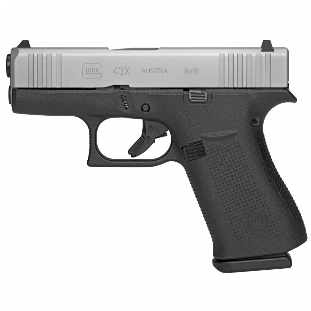 Glock 43X 9mm 10rd 3.41″ Pistol Black/Silver PVD PX435SL2...