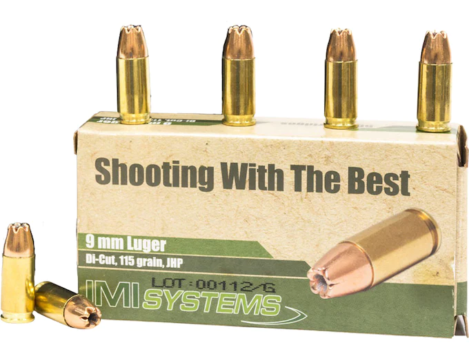 IMI 9mm Luger Ammo 115 Grain Jacketed Hollow Point - 9mm