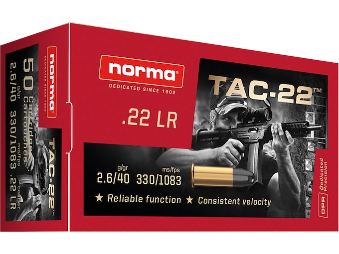 Buy Norma TAC-22 Ammunition 22LR 40 Grain Lead Round Nose for sale